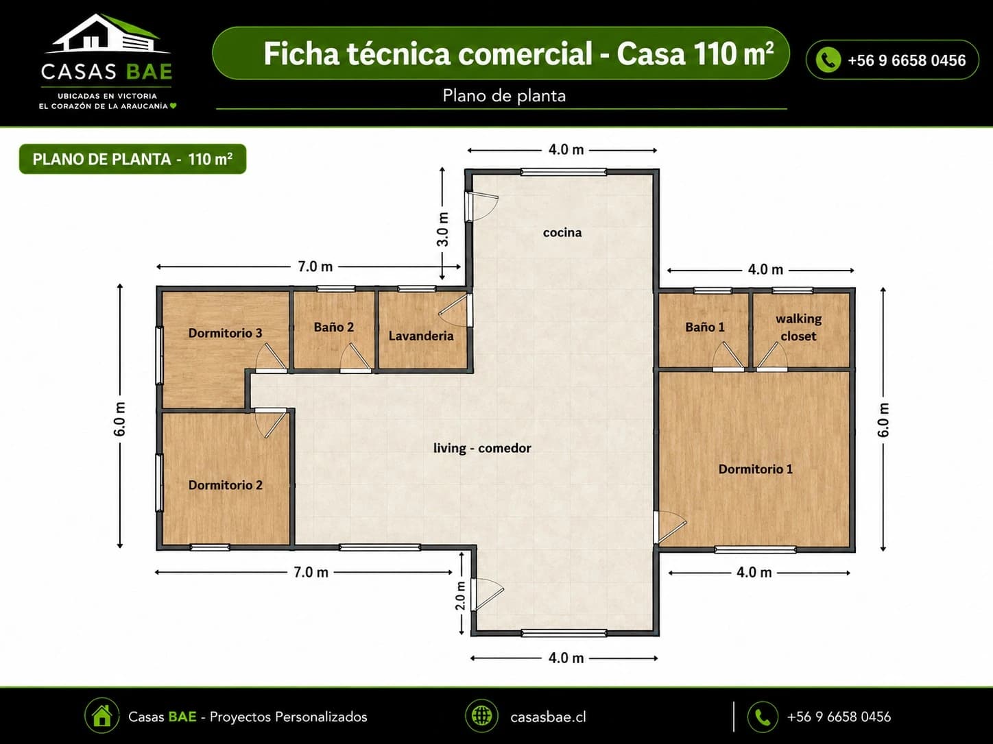 Plano referencial del modelo Casa 110 m²