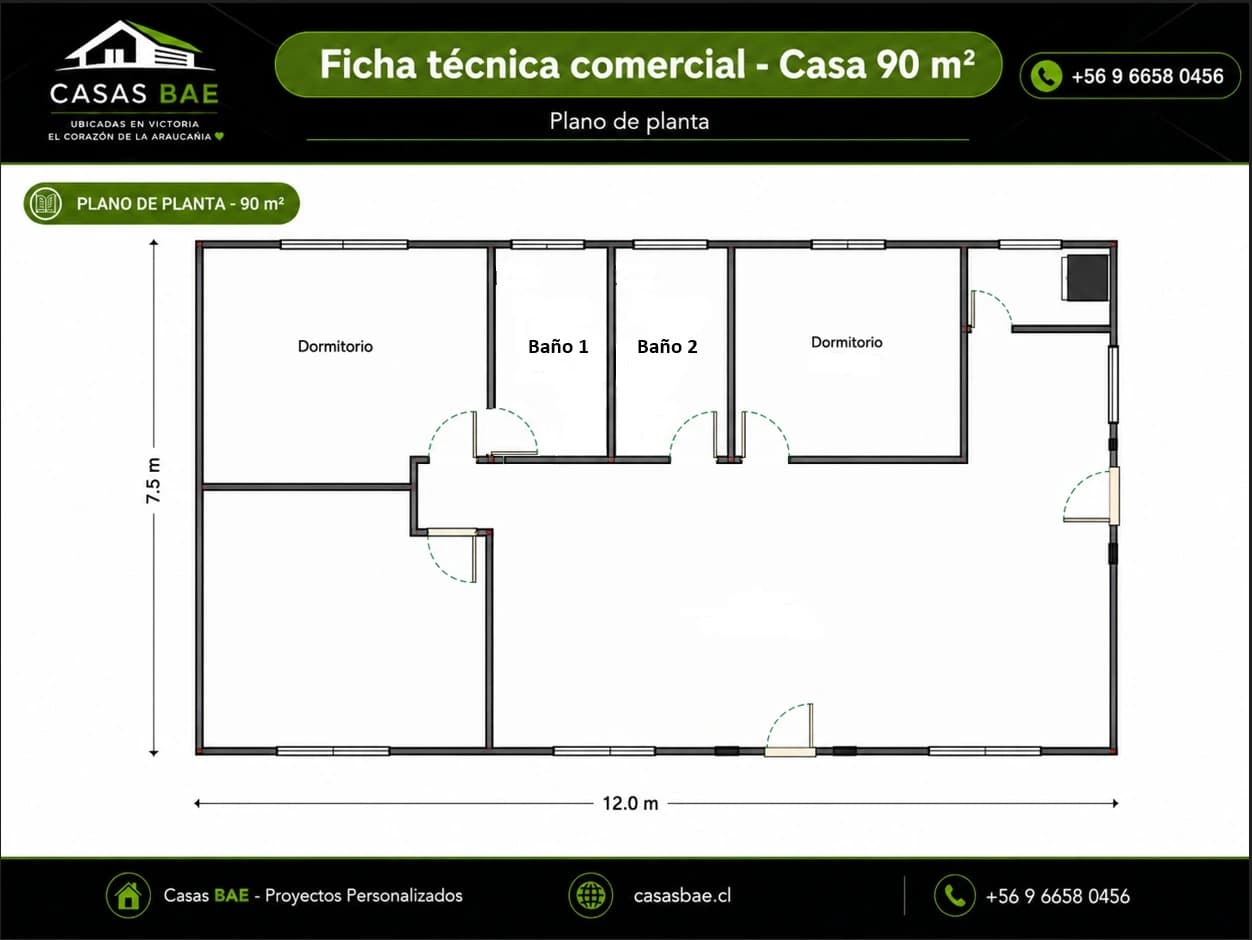 Plano referencial del modelo Casa 90 m²